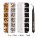 12 grid set mixed size half face pearl nail art rhinestone 6 grid set applied to clothing shoes hats nail decoration