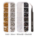 12 grid set mixed size half face pearl nail art rhinestone 6 grid set applied to clothing shoes hats nail decoration