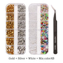 12 grid set mixed size half face pearl nail art rhinestone 6 grid set applied to clothing shoes hats nail decoration