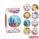 100-500pcs Thank You Round Sticker Scrapbook Envelope Seal Sticker Gift Flower Decoration Stationery Label Sticker
