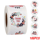 100-500pcs Thank You Round Sticker Scrapbook Envelope Seal Sticker Gift Flower Decoration Stationery Label Sticker
