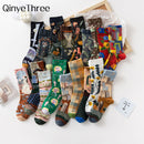 Hot Sale Colorful Cartoon Creative Fashion Vine Graffiti Novelty Men Women Socks Winter Warm Comfortable Cotton Socks Dropship