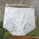 Ladies Sexy Mesh Panties High-waist Seamless Lace Underwear Briefs Transparent Silk Women Cotton Health Knickers Lingerie XXXL