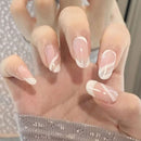 24Pcs/Box Charming Pink Flame Short Ballet Wearable Fake Nails press on Square Head Full Cover Detachable Finished Fingernails