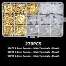 270PCS Insulated Male Female Wire Connector 2.8/4.8/6.3mm Electrical Wire Crimp Terminals Spade Connectors Assorted Kit