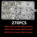 270PCS Insulated Male Female Wire Connector 2.8/4.8/6.3mm Electrical Wire Crimp Terminals Spade Connectors Assorted Kit