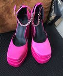 2021 New Brand Women Sandals Summer Shoes Sexy Thick High Heels Platform Black Red Yellow Dress Party Wedding Shoes Woman Pumps