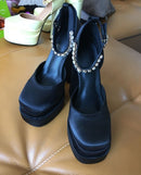 2021 New Brand Women Sandals Summer Shoes Sexy Thick High Heels Platform Black Red Yellow Dress Party Wedding Shoes Woman Pumps