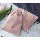 100 Personalized Logo Print Drawstring Bags Custom Jewelry Packaging Pouches Chic Wedding Favor Bags Pink Flannel Cosmetic Bags