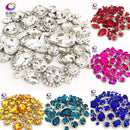 22 colors 50pcs/pack Mix size high grade Crystal buckle+claw rhinestone,Silver base galss sew on stones diy/Clothing accessories