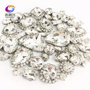 22 colors 50pcs/pack Mix size high grade Crystal buckle+claw rhinestone,Silver base galss sew on stones diy/Clothing accessories