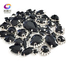 22 colors 50pcs/pack Mix size high grade Crystal buckle+claw rhinestone,Silver base galss sew on stones diy/Clothing accessories