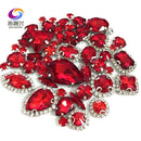 22 colors 50pcs/pack Mix size high grade Crystal buckle+claw rhinestone,Silver base galss sew on stones diy/Clothing accessories