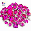 22 colors 50pcs/pack Mix size high grade Crystal buckle+claw rhinestone,Silver base galss sew on stones diy/Clothing accessories