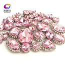 22 colors 50pcs/pack Mix size high grade Crystal buckle+claw rhinestone,Silver base galss sew on stones diy/Clothing accessories