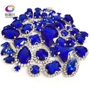 22 colors 50pcs/pack Mix size high grade Crystal buckle+claw rhinestone,Silver base galss sew on stones diy/Clothing accessories