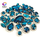 22 colors 50pcs/pack Mix size high grade Crystal buckle+claw rhinestone,Silver base galss sew on stones diy/Clothing accessories