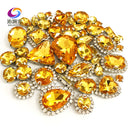 22 colors 50pcs/pack Mix size high grade Crystal buckle+claw rhinestone,Silver base galss sew on stones diy/Clothing accessories