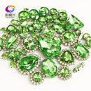 22 colors 50pcs/pack Mix size high grade Crystal buckle+claw rhinestone,Silver base galss sew on stones diy/Clothing accessories