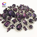 22 colors 50pcs/pack Mix size high grade Crystal buckle+claw rhinestone,Silver base galss sew on stones diy/Clothing accessories