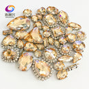 22 colors 50pcs/pack Mix size high grade Crystal buckle+claw rhinestone,Silver base galss sew on stones diy/Clothing accessories