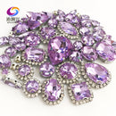 22 colors 50pcs/pack Mix size high grade Crystal buckle+claw rhinestone,Silver base galss sew on stones diy/Clothing accessories