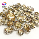 22 colors 50pcs/pack Mix size high grade Crystal buckle+claw rhinestone,Silver base galss sew on stones diy/Clothing accessories