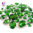 22 colors 50pcs/pack Mix size high grade Crystal buckle+claw rhinestone,Silver base galss sew on stones diy/Clothing accessories