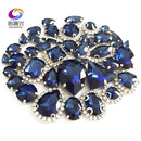 22 colors 50pcs/pack Mix size high grade Crystal buckle+claw rhinestone,Silver base galss sew on stones diy/Clothing accessories
