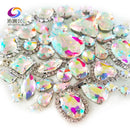 22 colors 50pcs/pack Mix size high grade Crystal buckle+claw rhinestone,Silver base galss sew on stones diy/Clothing accessories