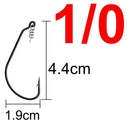 20pcs Wide Gap Worm Fishing Hooks Jig Crank Big Bass Hook Black High Carbon Steel Crank Barbed Hook for Soft Fishing Lure
