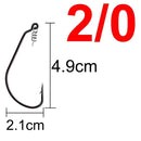 20pcs Wide Gap Worm Fishing Hooks Jig Crank Big Bass Hook Black High Carbon Steel Crank Barbed Hook for Soft Fishing Lure