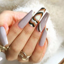 24pcs/set Long Stiletto Fake Nails Punk Snake Pattern Black White Matte False Nails Artificial Full Nail Tips Manicure Tools
