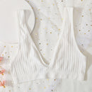 2PCS Bra Set Women Underwear Set Seamless Deep V Bra Ribbed Tops Sexy Lingerie Female Low Back Bralette Fashion Brassiere