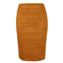 Sexy Multi Color Suede Midi Pencil Skirt Women 2021 Fashion Elastic High Waist Office Lady Bodycon Skirts Saias