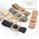 1pc Summer Women Braided Elastic Belt Buckle Vintage Bohe Straw Buckle Belt Women Knitted Belt Dress Belt 6styles