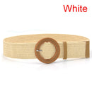 1pc Summer Women Braided Elastic Belt Buckle Vintage Bohe Straw Buckle Belt Women Knitted Belt Dress Belt 6styles