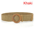 1pc Summer Women Braided Elastic Belt Buckle Vintage Bohe Straw Buckle Belt Women Knitted Belt Dress Belt 6styles
