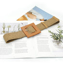 1pc Summer Women Braided Elastic Belt Buckle Vintage Bohe Straw Buckle Belt Women Knitted Belt Dress Belt 6styles