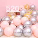 18pcs 10inch Rose Gold  Silver Pink Pearly Chrome Metal Confetti Latex Balloons Birthday Party Air Globos Adults Wedding  Decor
