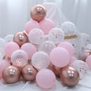 18pcs 10inch Rose Gold  Silver Pink Pearly Chrome Metal Confetti Latex Balloons Birthday Party Air Globos Adults Wedding  Decor