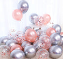 18pcs 10inch Rose Gold  Silver Pink Pearly Chrome Metal Confetti Latex Balloons Birthday Party Air Globos Adults Wedding  Decor