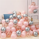 18pcs 10inch Rose Gold  Silver Pink Pearly Chrome Metal Confetti Latex Balloons Birthday Party Air Globos Adults Wedding  Decor