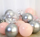 18pcs 10inch Rose Gold  Silver Pink Pearly Chrome Metal Confetti Latex Balloons Birthday Party Air Globos Adults Wedding  Decor