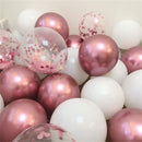 18pcs 10inch Rose Gold  Silver Pink Pearly Chrome Metal Confetti Latex Balloons Birthday Party Air Globos Adults Wedding  Decor