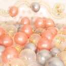 18pcs 10inch Rose Gold  Silver Pink Pearly Chrome Metal Confetti Latex Balloons Birthday Party Air Globos Adults Wedding  Decor
