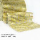 1 Roll 8/24 Rows Gold Silver Crystal Diamond Mesh Rhinestone Ribbon for Birthday Wedding DIY Decoration Cake Wrap Crystal Tulle