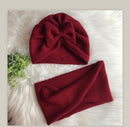 Baby Cotton Hat  Autumn Winter Children's Scarf Hat Sets  Bowknot Ear Baby Girl Boy Warm Beanies