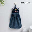 1Pcs  Soft Korean Style Hand Towel Cartoon Pig Embroidery Handkerchief for Household Wall Mounted Kitchen Supplies