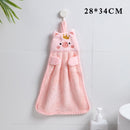 1Pcs  Soft Korean Style Hand Towel Cartoon Pig Embroidery Handkerchief for Household Wall Mounted Kitchen Supplies